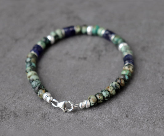 Sapphire and African Turquoise Unisex Bracelet
