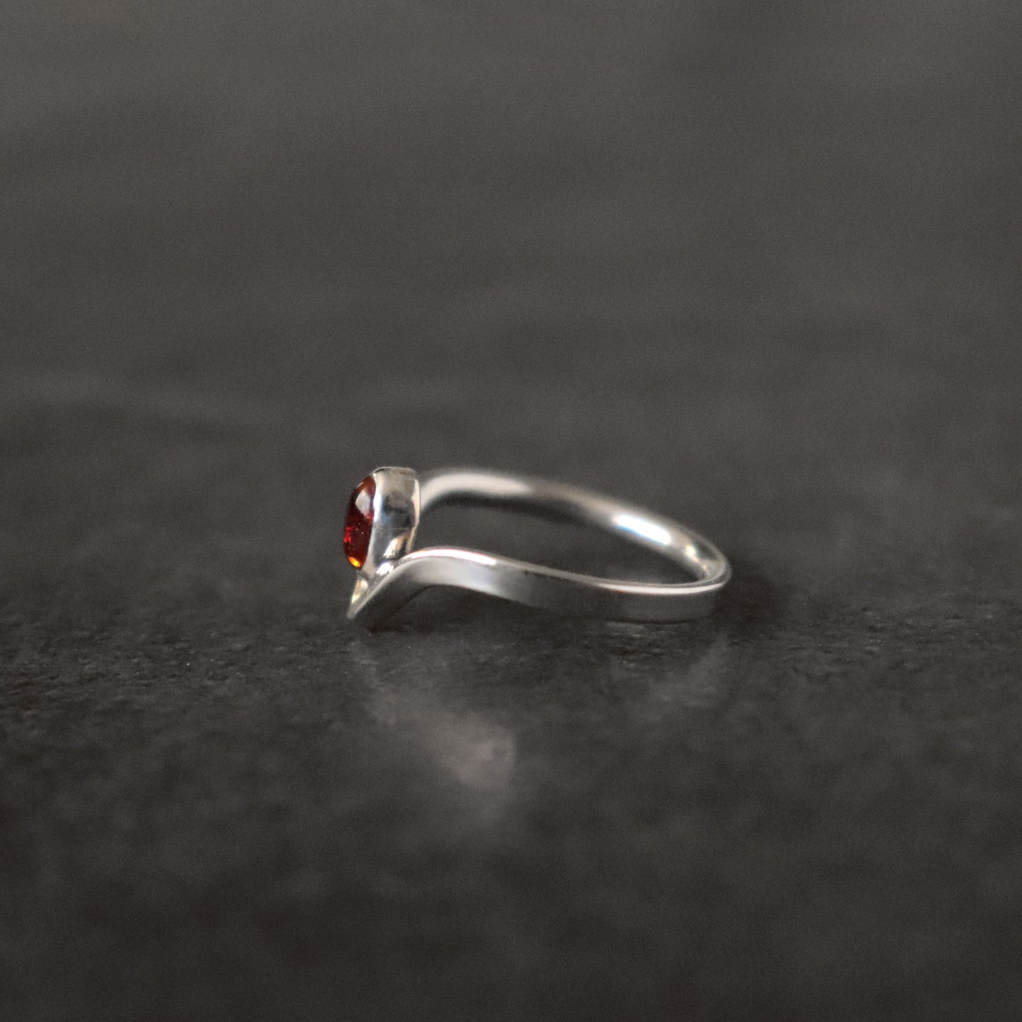 Wishbone Ring with Baltic Amber - UK size N