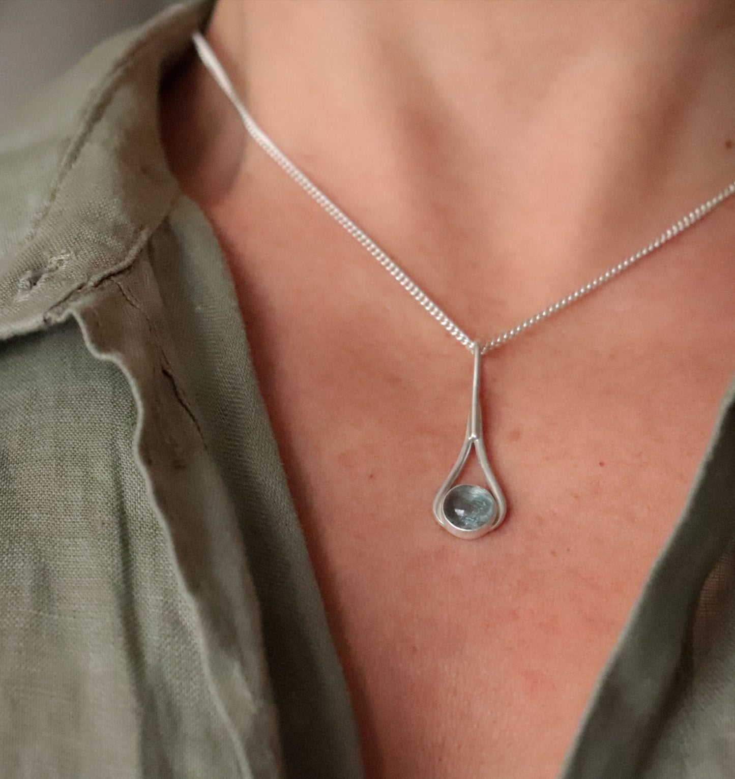 Aquamarine Teardrop Pendant