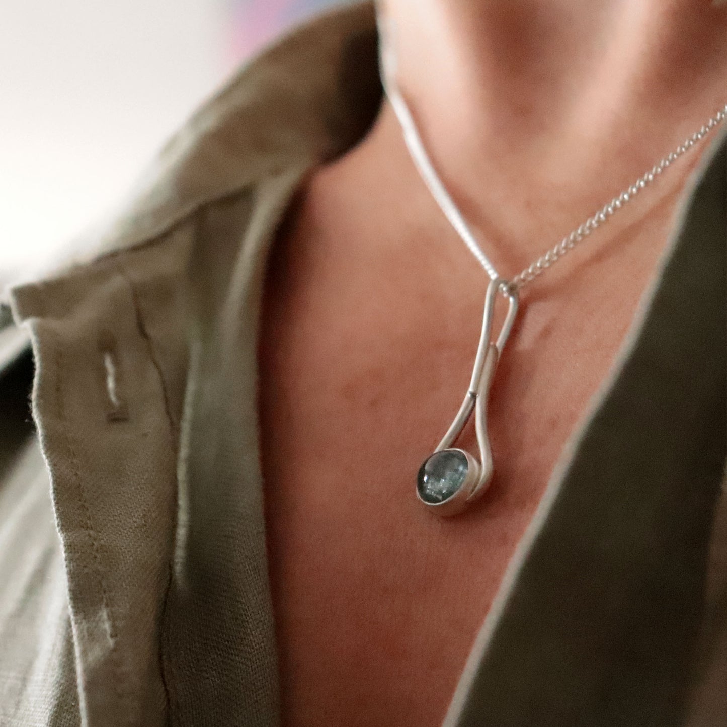 Aquamarine Teardrop Pendant
