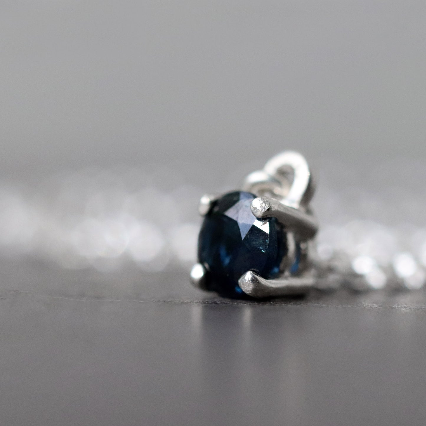 Dark Blue Sapphire Pendant Necklace