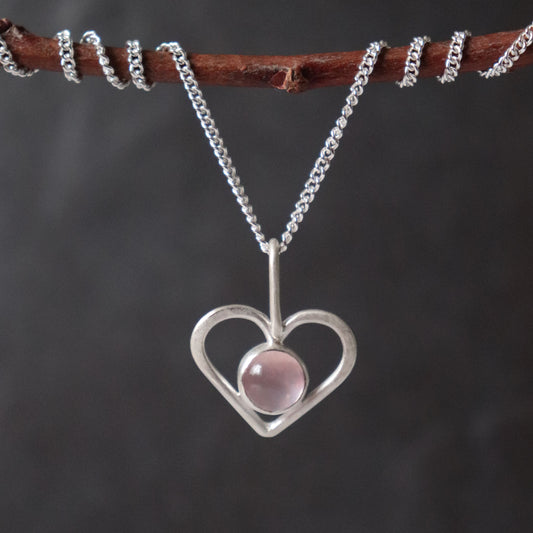 Drop of Love Pendant - Rose Quartz and Recycled Silver