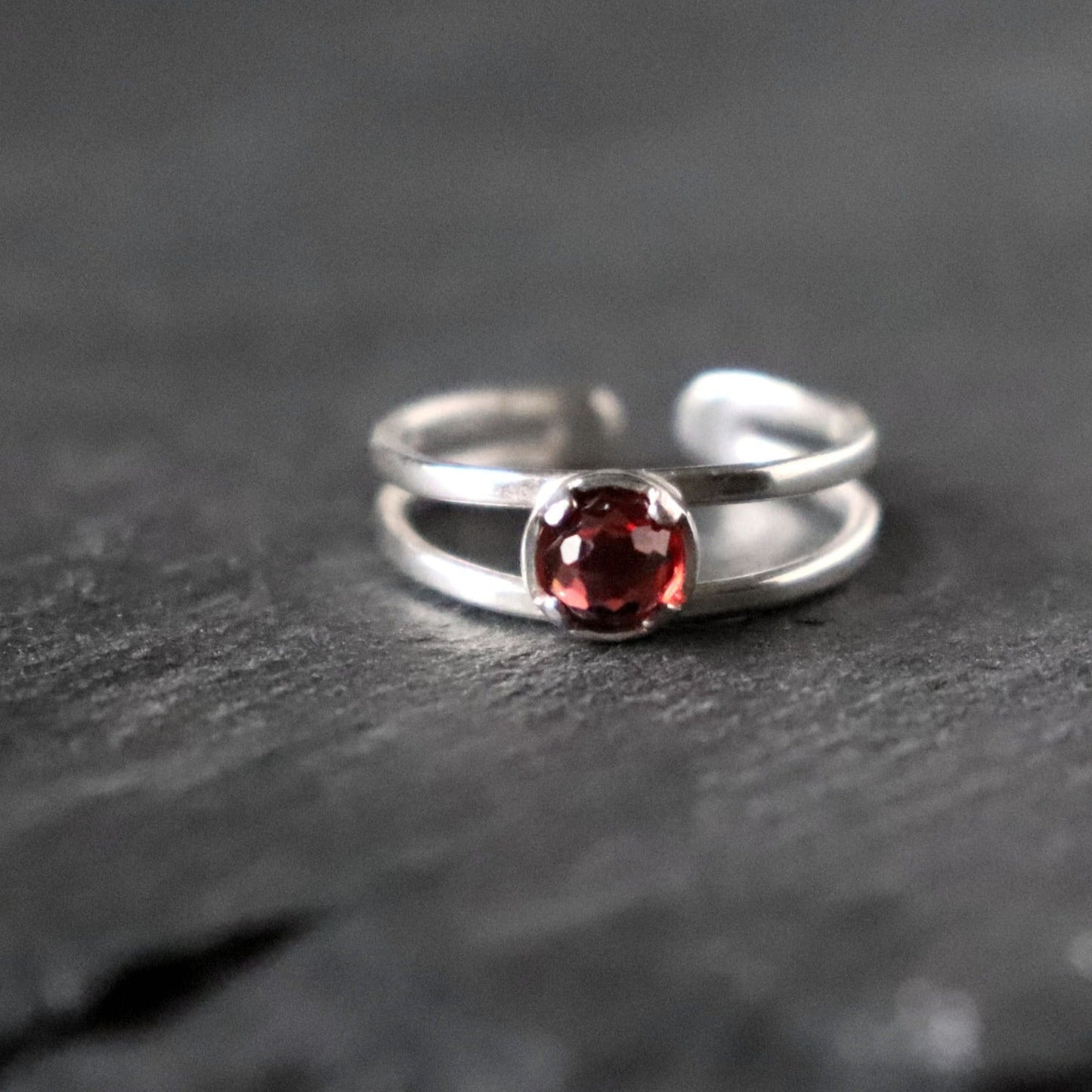 Garnet Double Band Ring