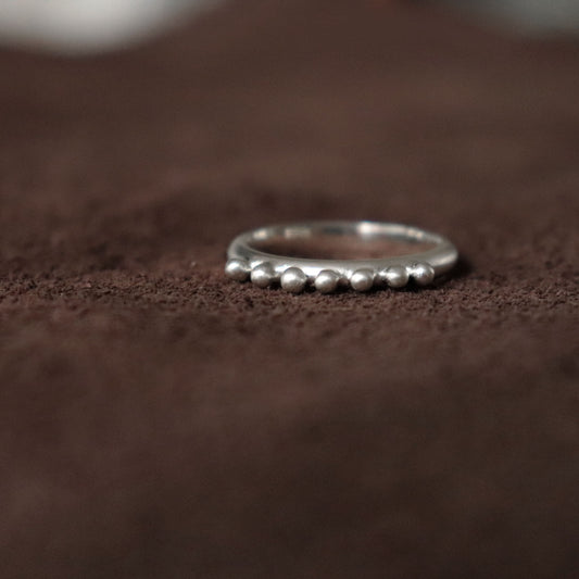 Minimal Silver Ring with Granules