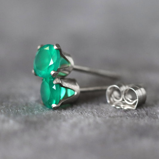 Green Onyx Stud Earrings