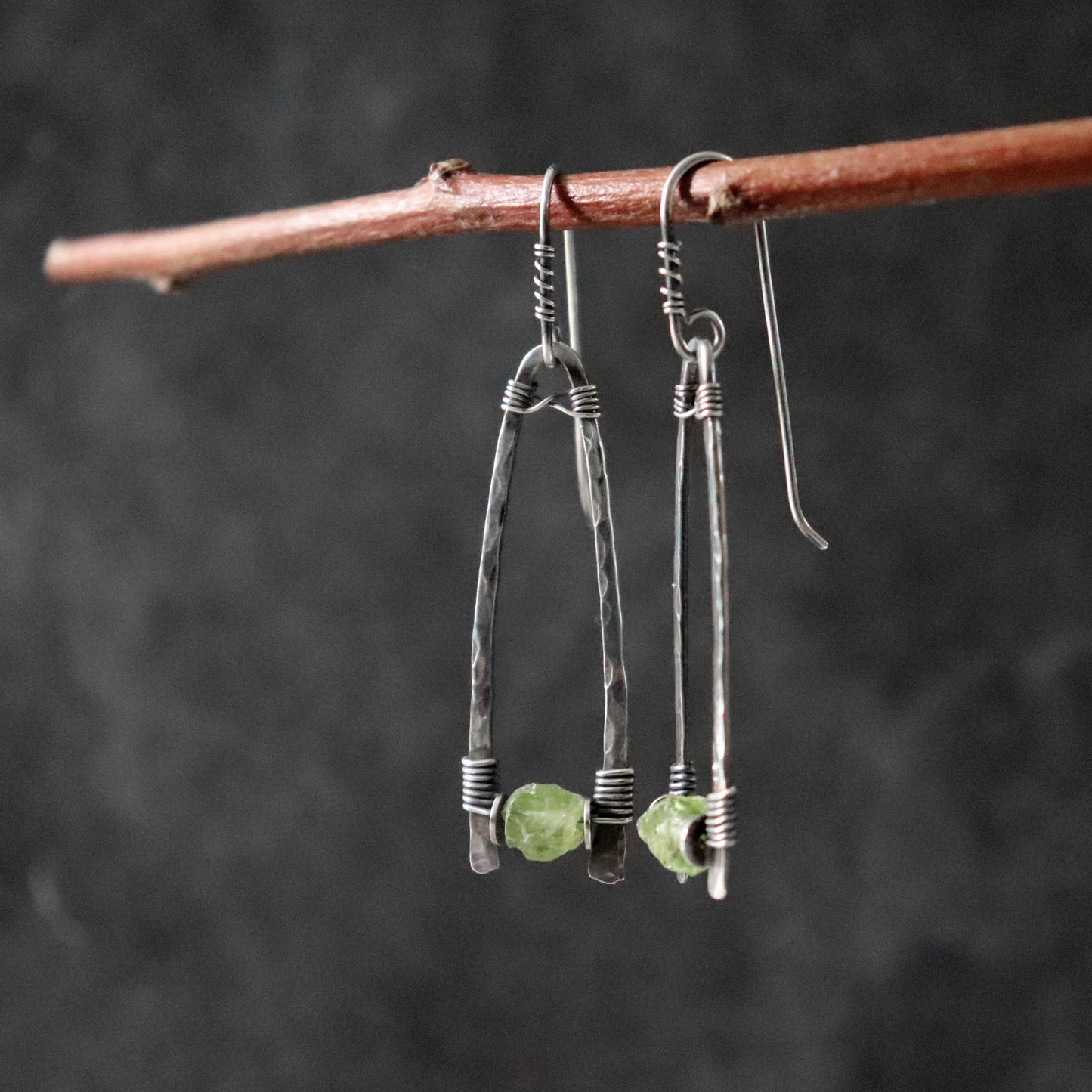 Raw Peridot Earrings