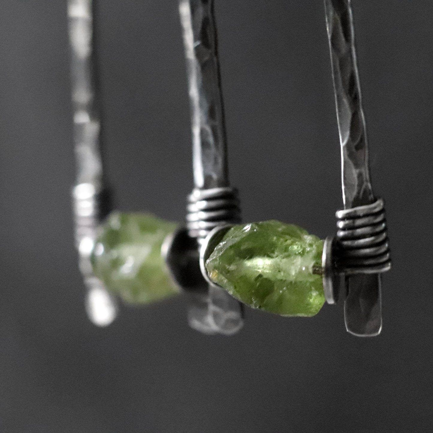 Raw Peridot Earrings