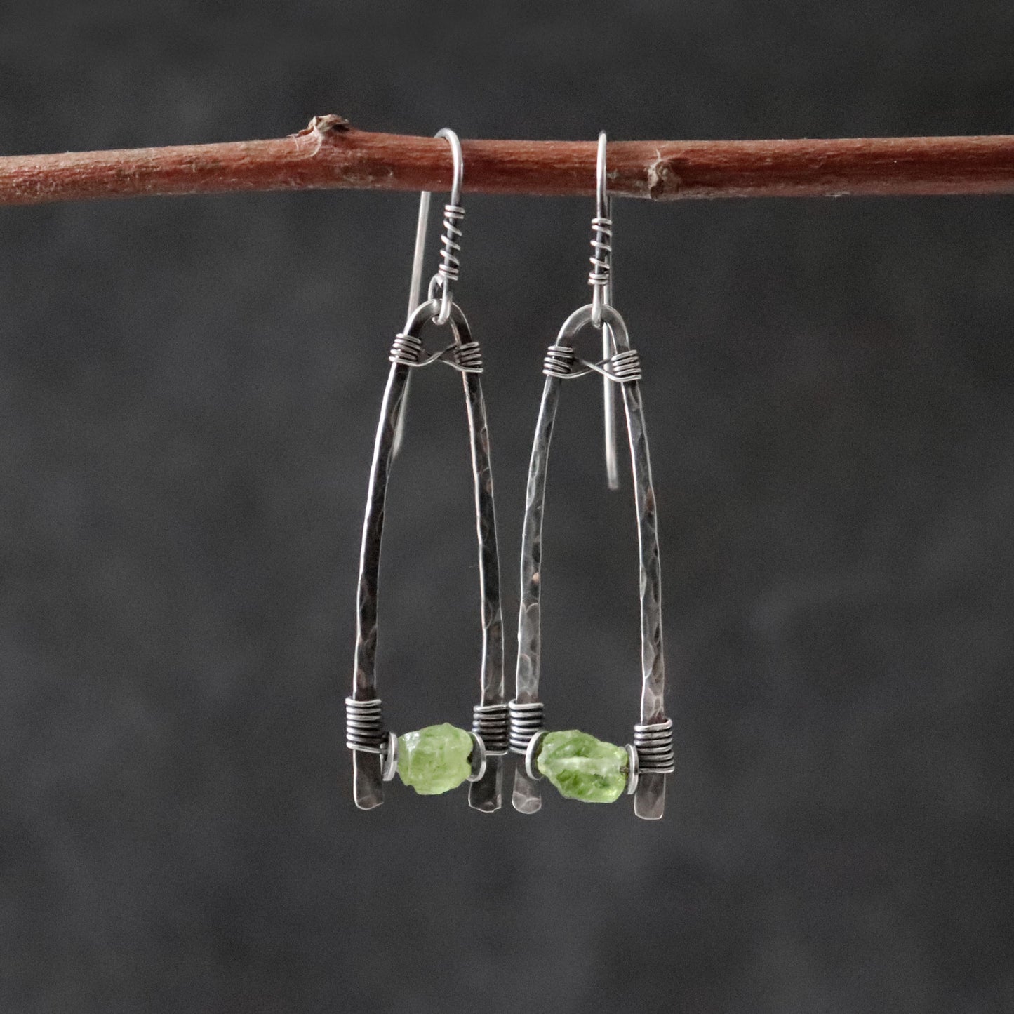 Raw Peridot Earrings
