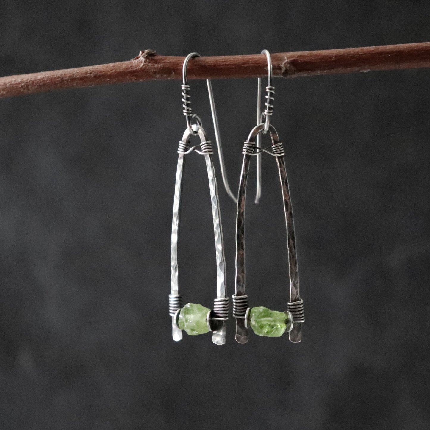 Raw Peridot Earrings