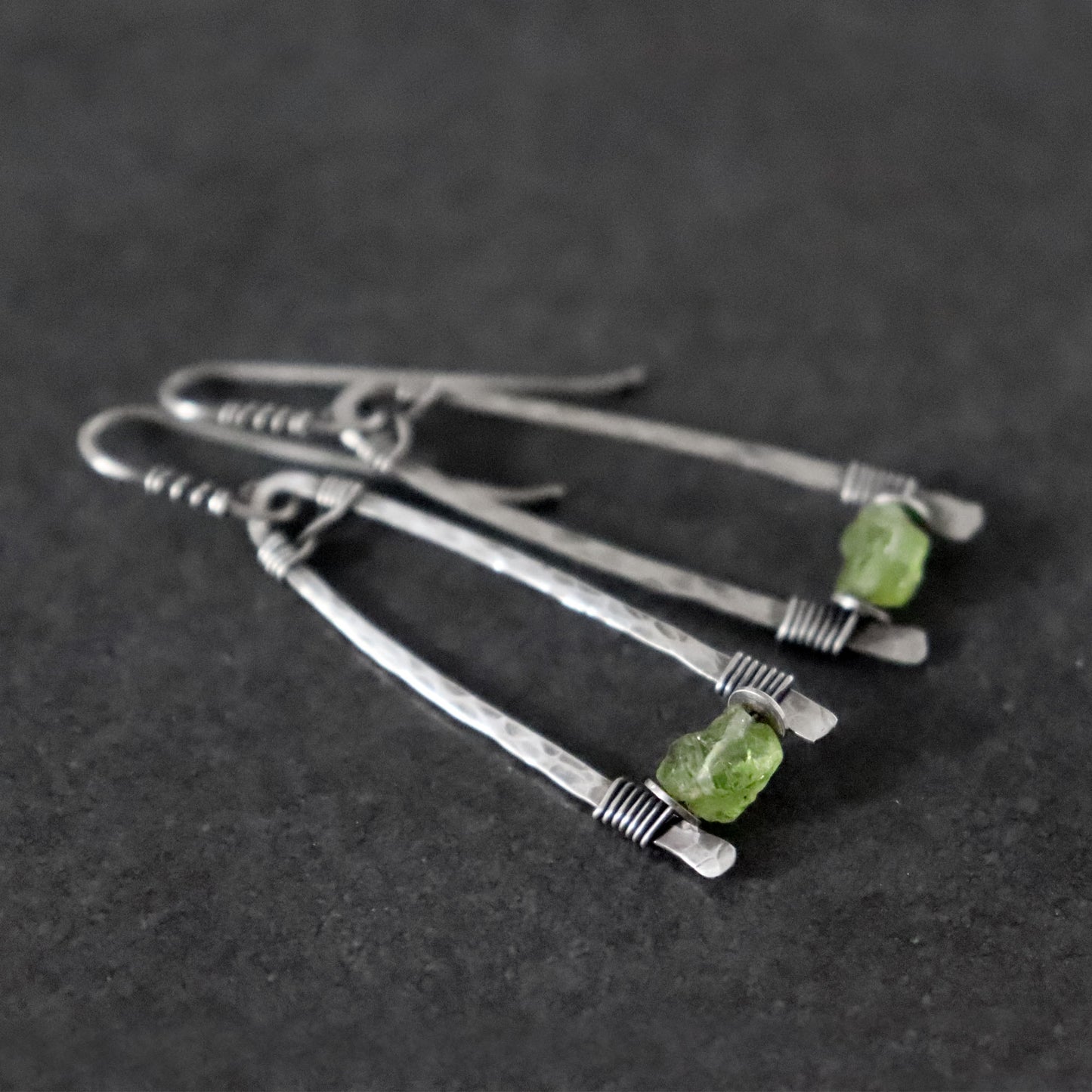 Raw Peridot Earrings