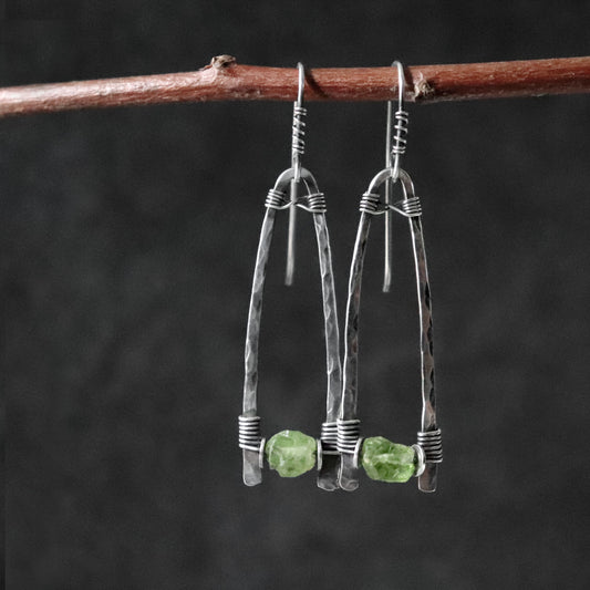 Raw Peridot Earrings