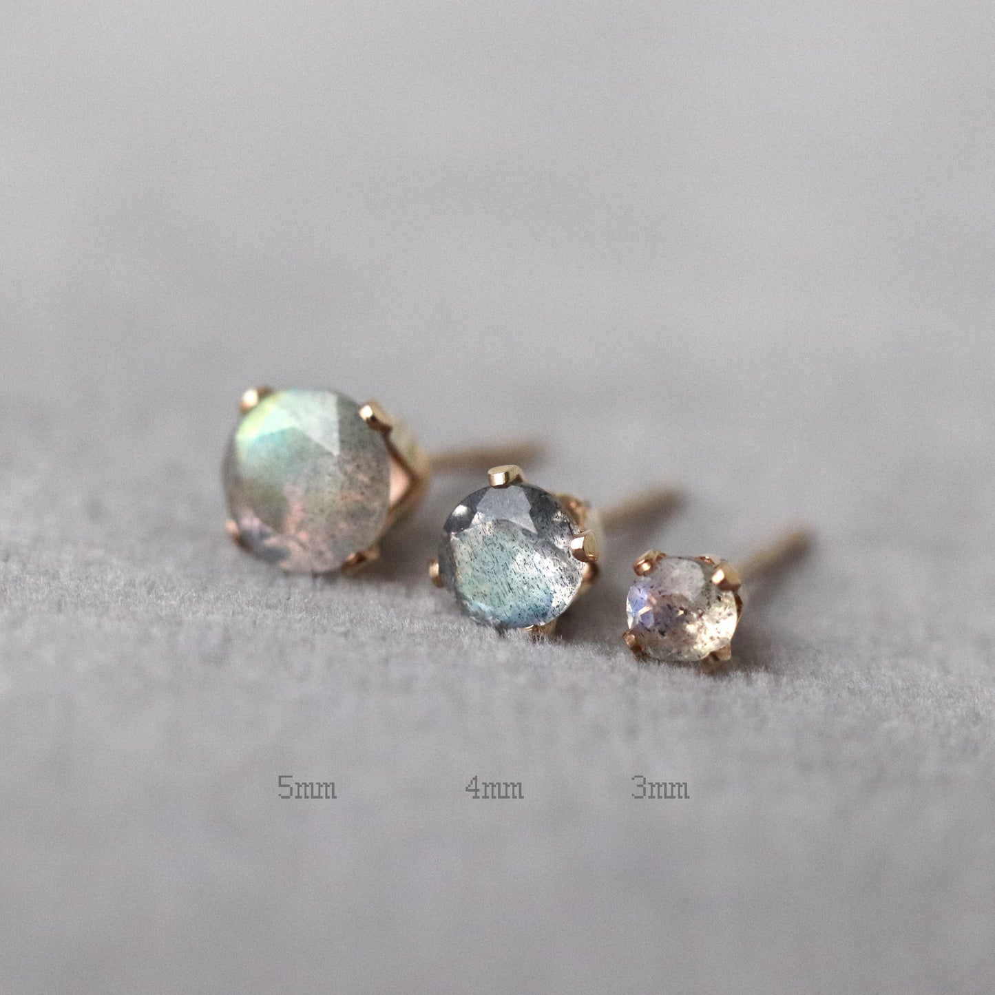 Faceted Labradorite Stud Earrings, Iridescent Stone
