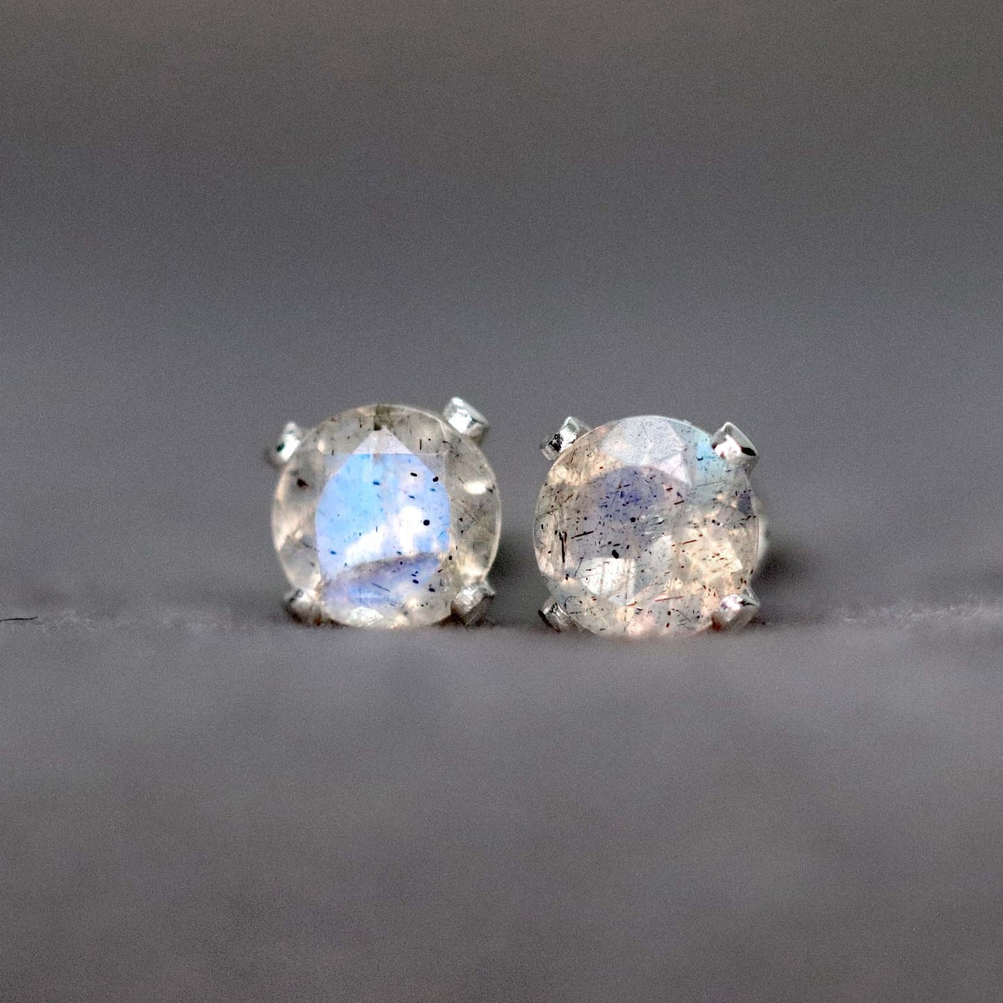Faceted Labradorite Stud Earrings, Iridescent Stone