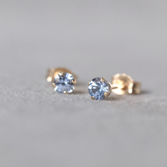 Light Blue Sapphire Stud Earrings in 14k Gold
