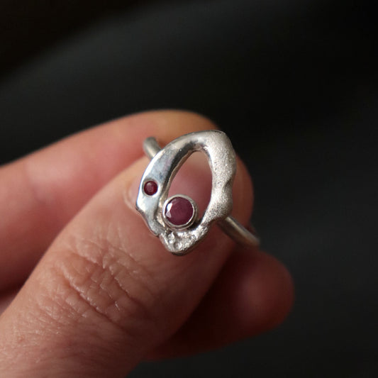 Molten Silver Ruby Ring, UK P / US 7.5