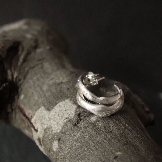 Organic Half Hoop Stud Earrings