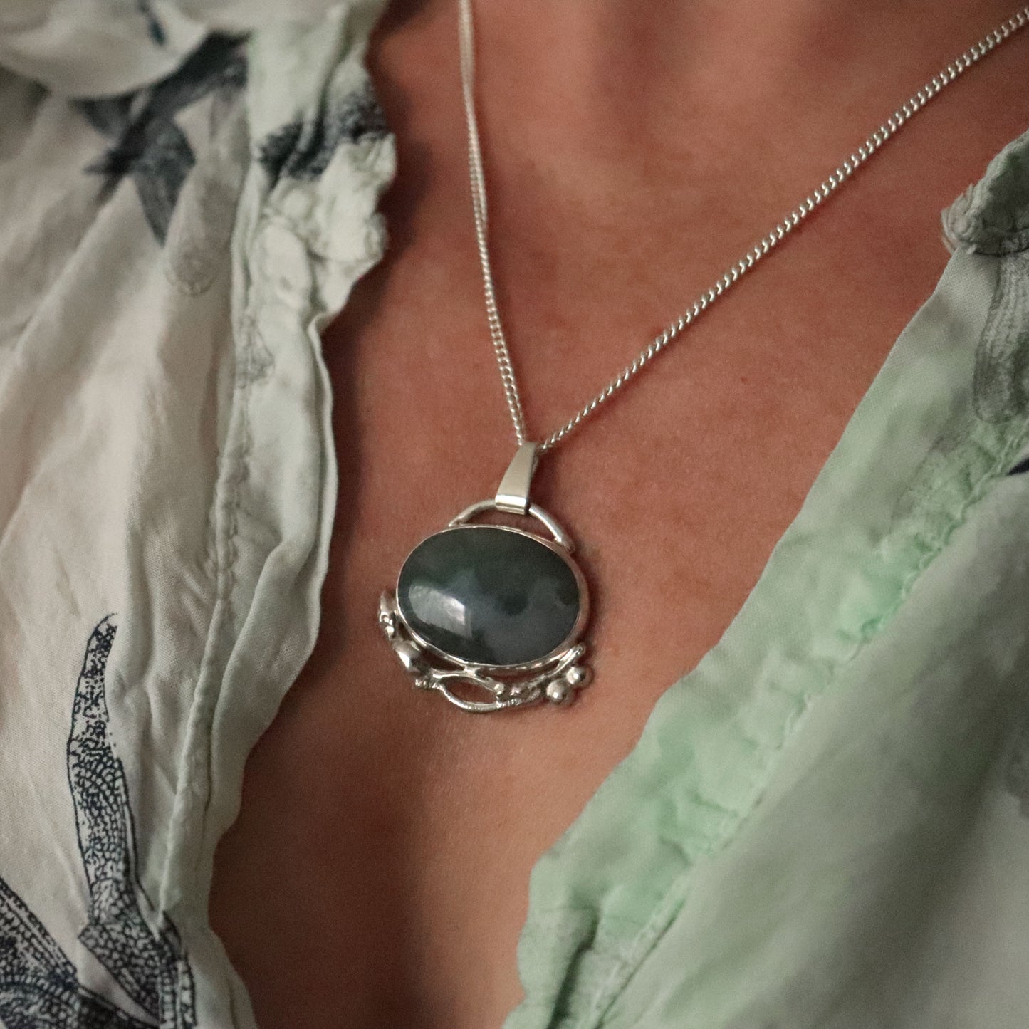 Moss Agate Pendant - One of a Kind