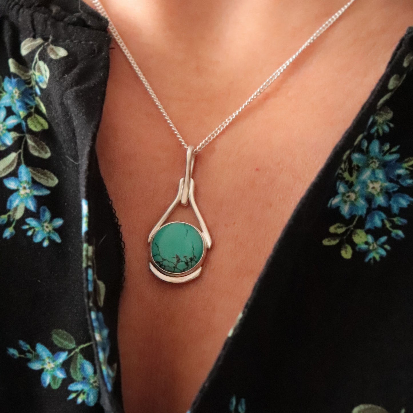 Modern Turquoise Pendant Necklace - December Birthstone