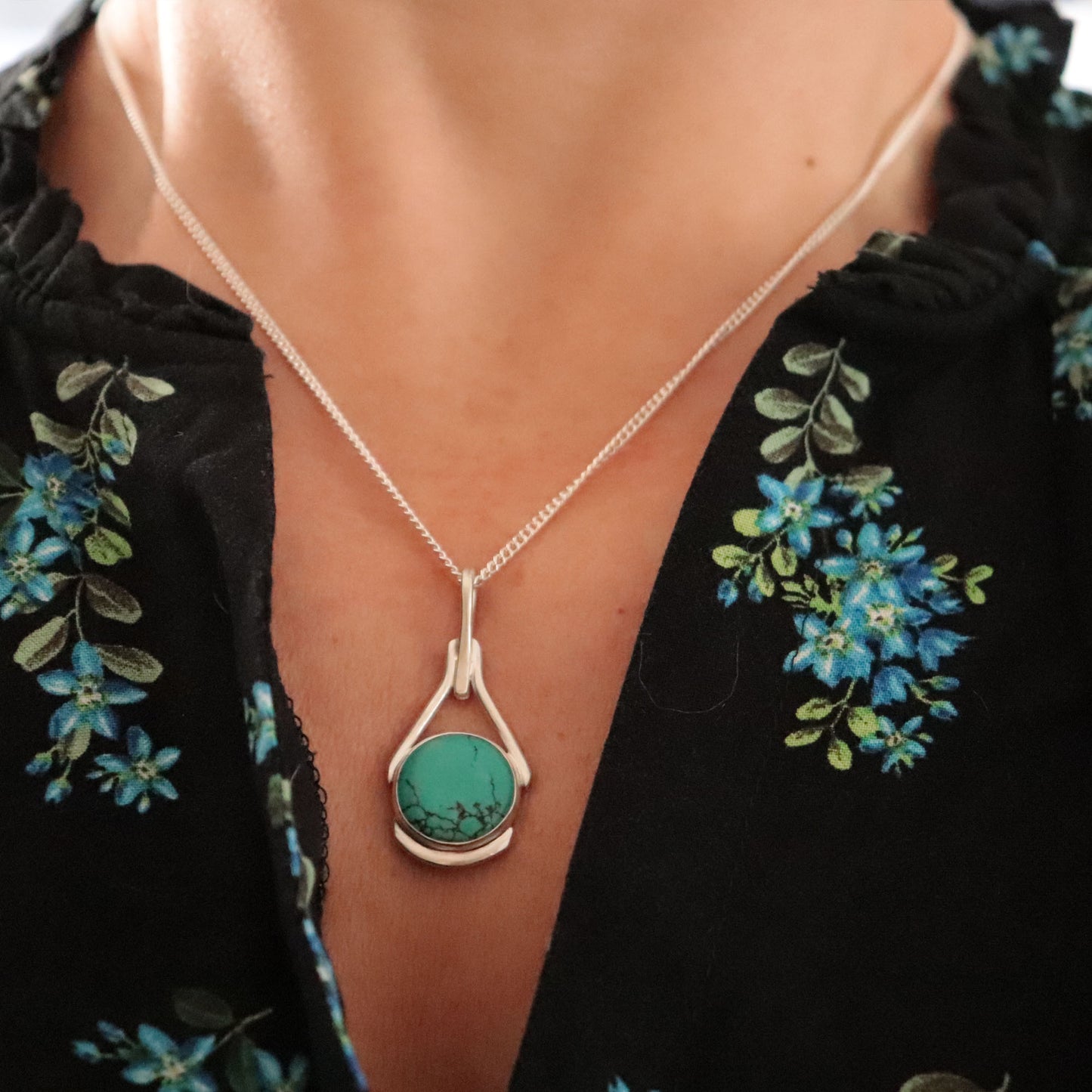 Modern Turquoise Pendant Necklace - December Birthstone