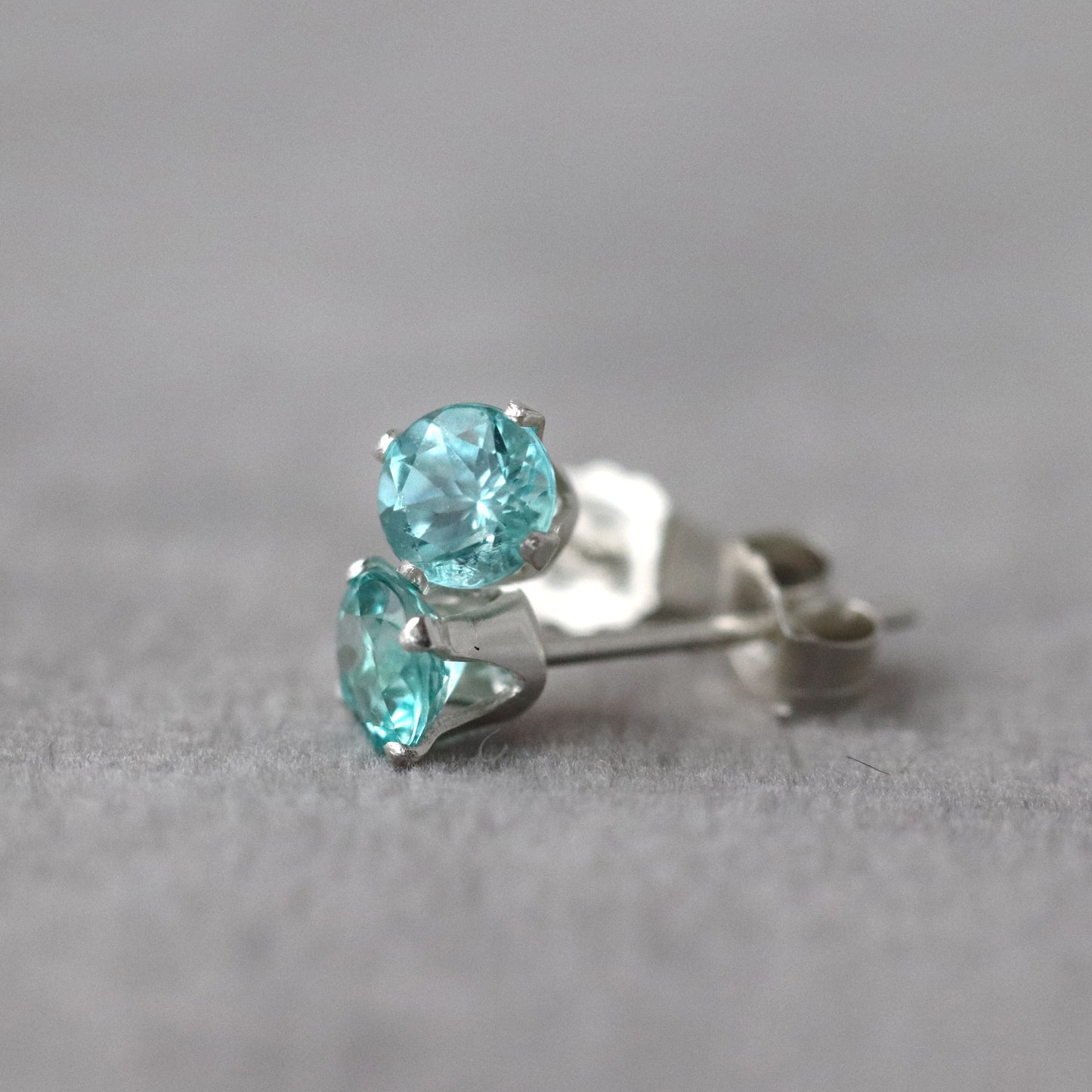 Ocean Blue Apatite Stud Earrings