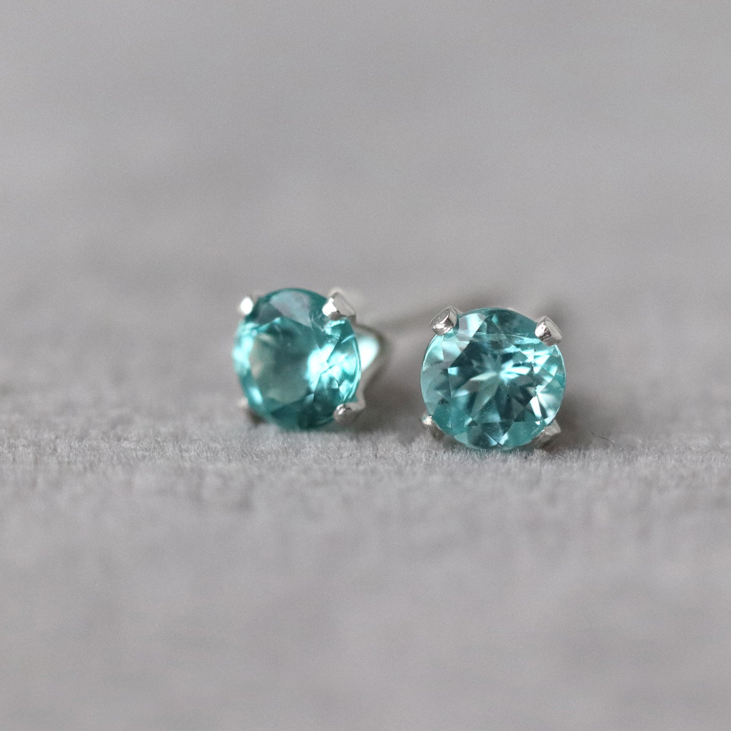 Ocean Blue Apatite Stud Earrings