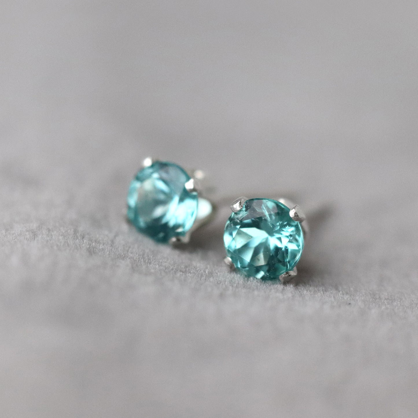 Ocean Blue Apatite Stud Earrings