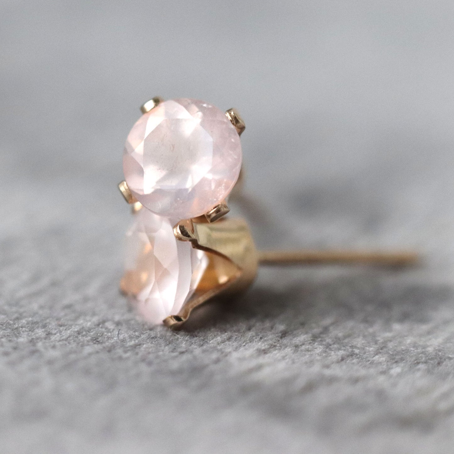 Faceted Rose Quartz Stud Earrings