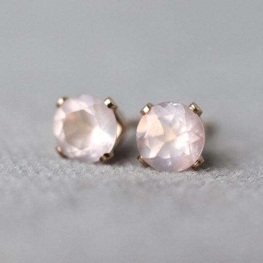 Faceted Rose Quartz Stud Earrings