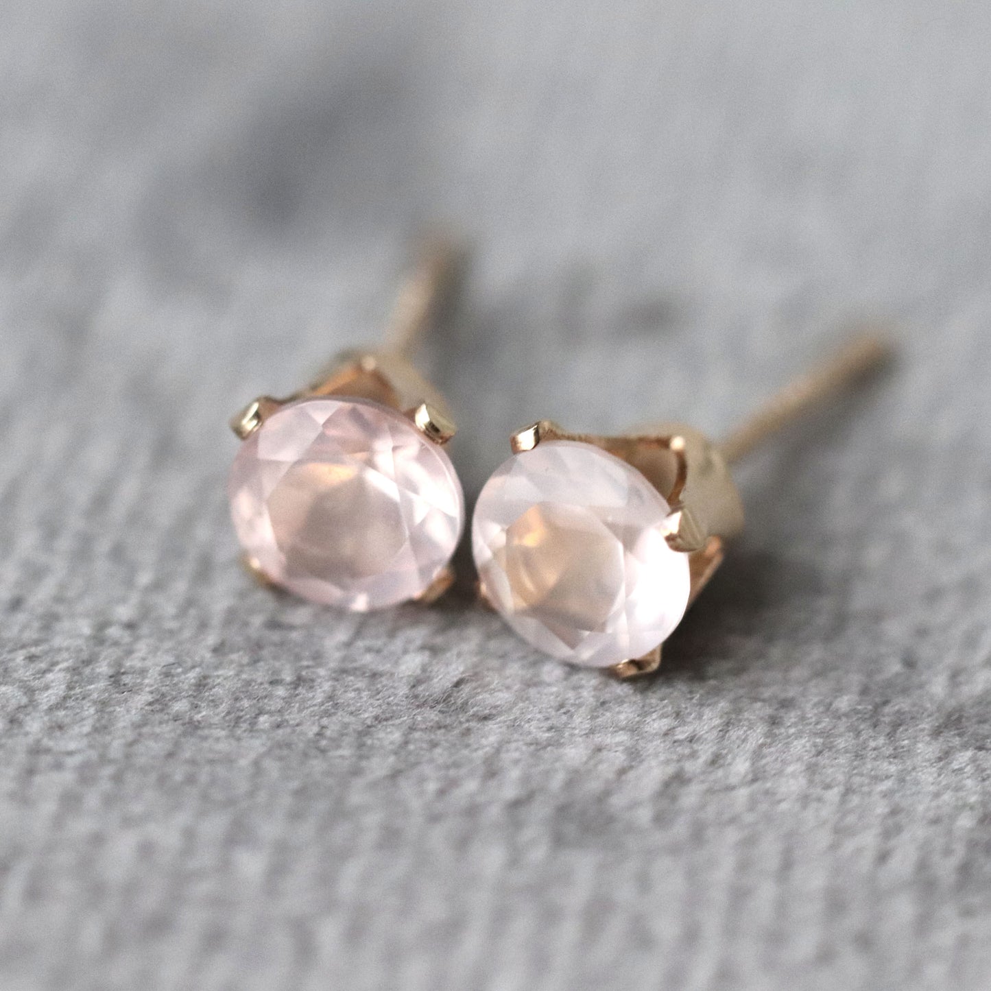 Faceted Rose Quartz Stud Earrings