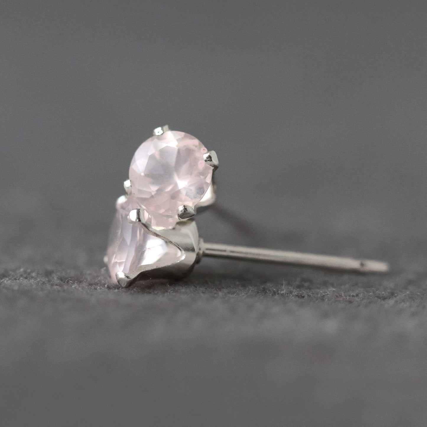 Faceted Rose Quartz Stud Earrings, Love Stone