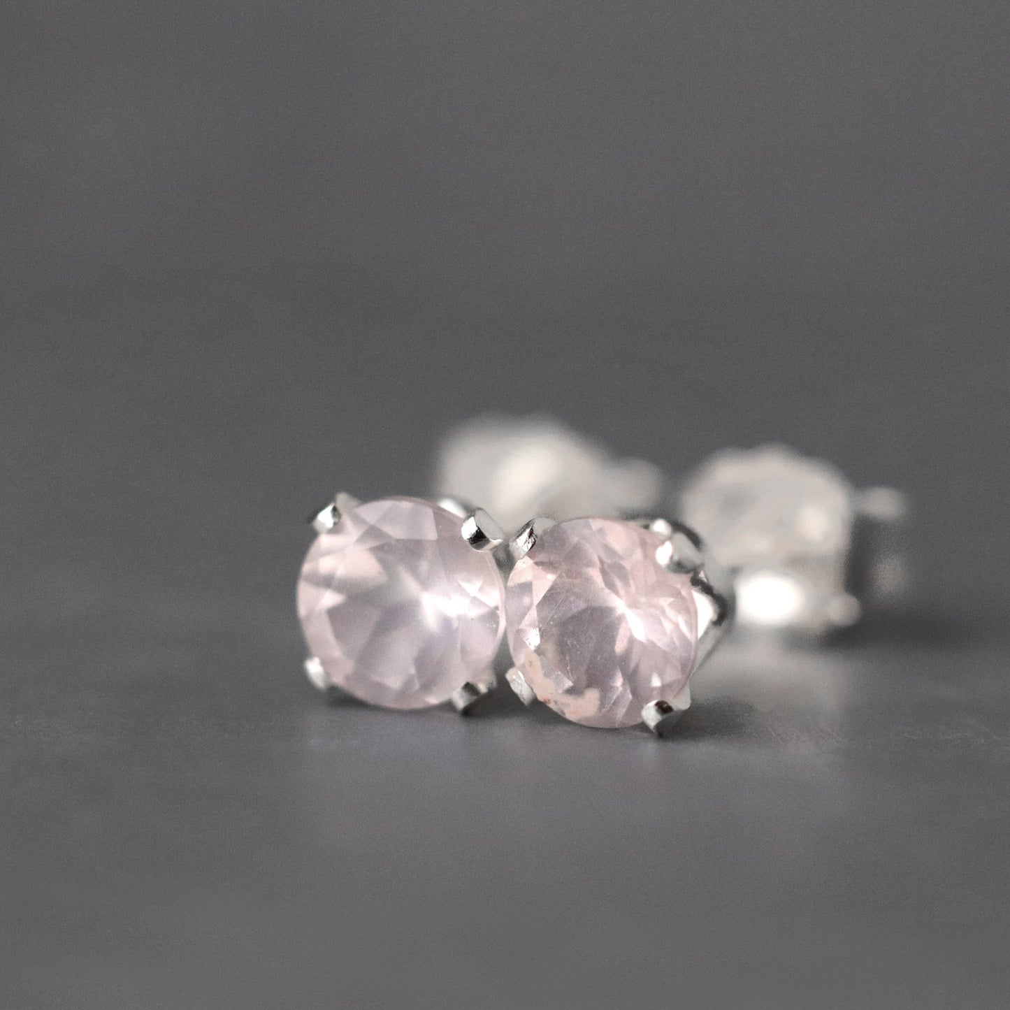 Faceted Rose Quartz Stud Earrings