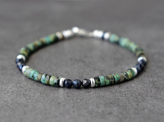 Sapphire & African Turquoise Unisex Bracelet