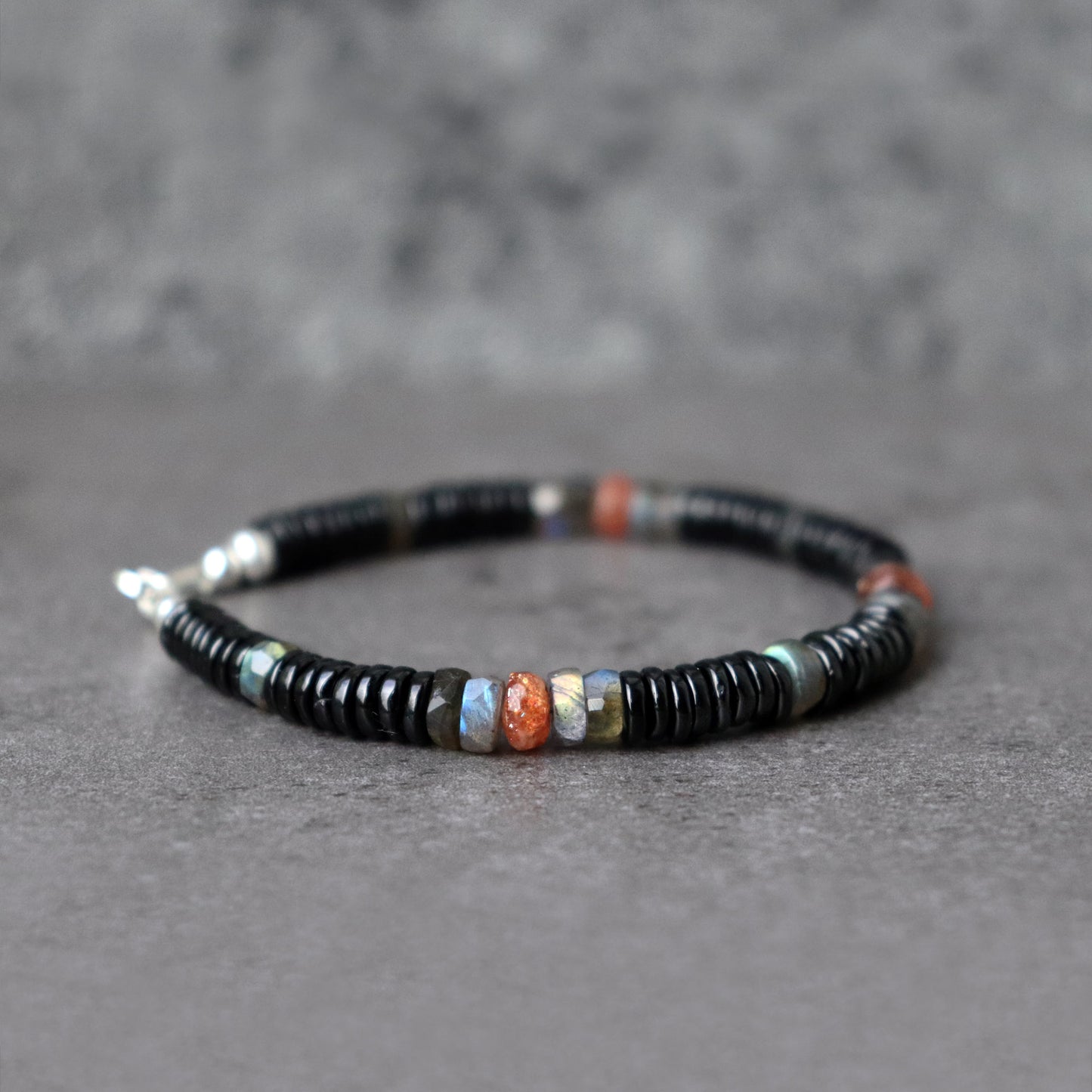 Spinel, Labradorite and Sunstone Unisex Bracelet