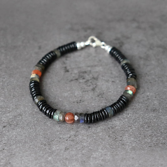 Spinel, Labradorite and Sunstone Unisex Bracelet
