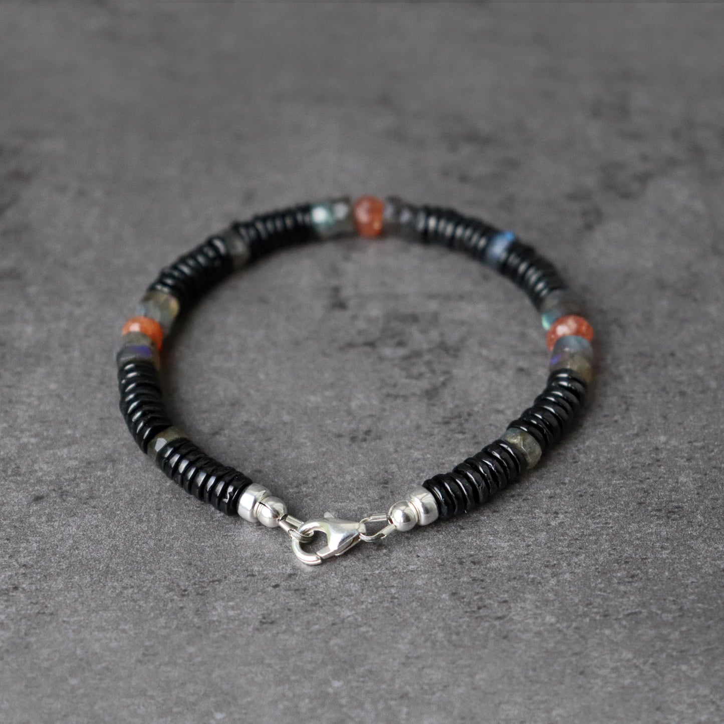 Spinel, Labradorite and Sunstone Unisex Bracelet
