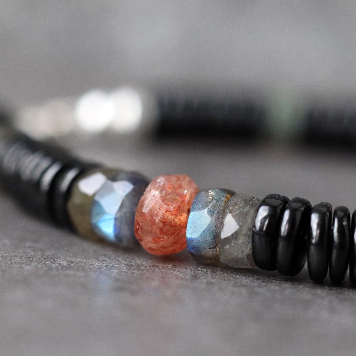 Spinel, Labradorite and Sunstone Unisex Bracelet