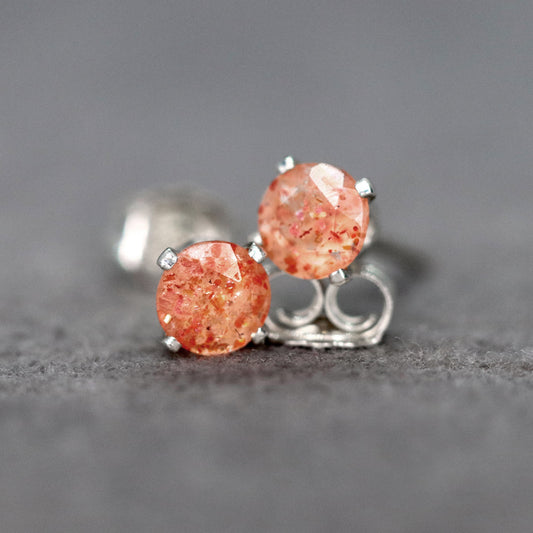 Sunstone Stud Earrings, Good Luck Stone