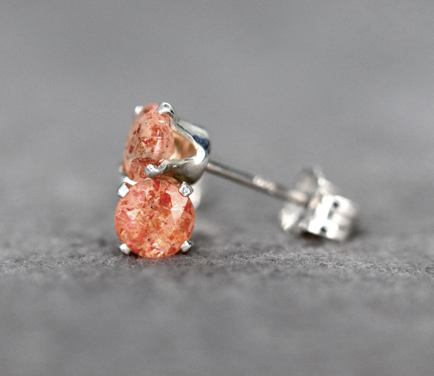Sunstone Stud Earrings, Good Luck Stone