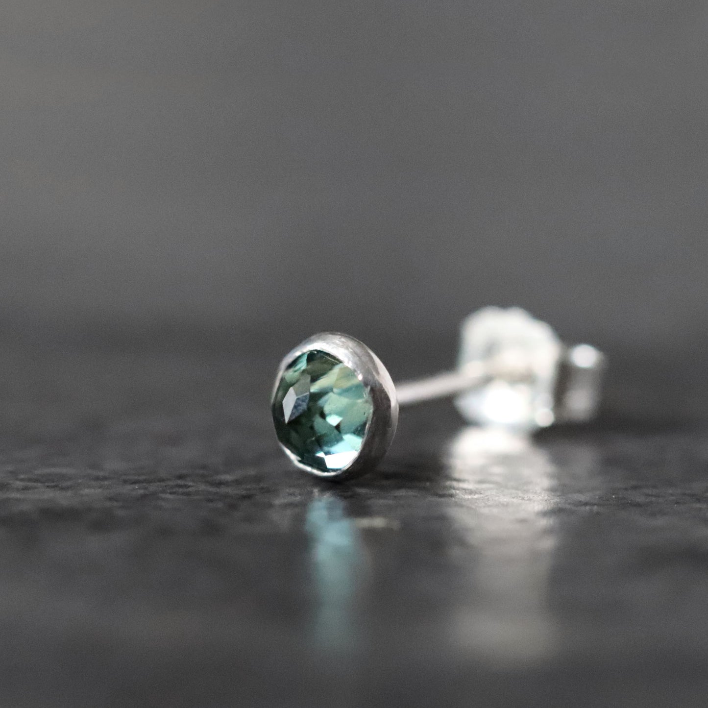 Australian Teal Blue Sapphire - SINGLE Stud Earrings