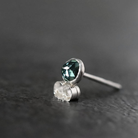 Australian Teal Blue Sapphire - SINGLE Stud Earrings