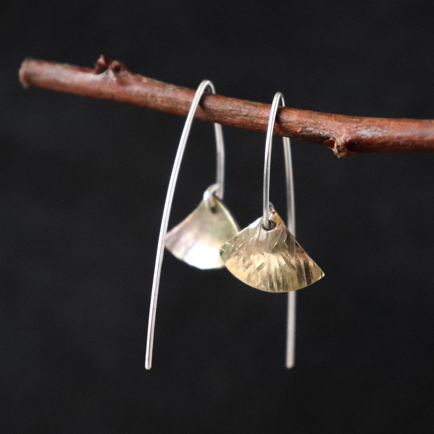 Ginkgo Fan Mixed Metal Earrings