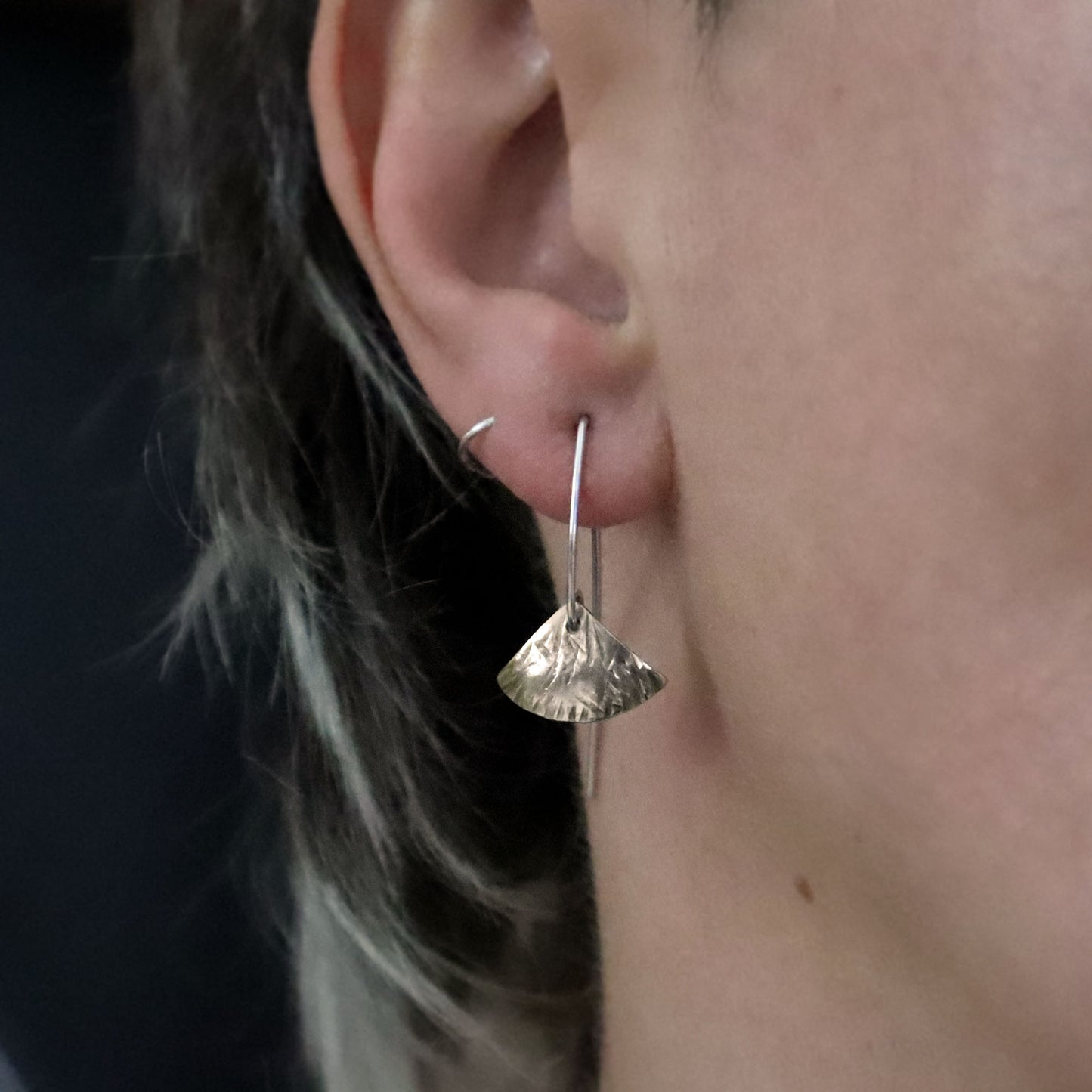 Ginkgo Fan Mixed Metal Earrings