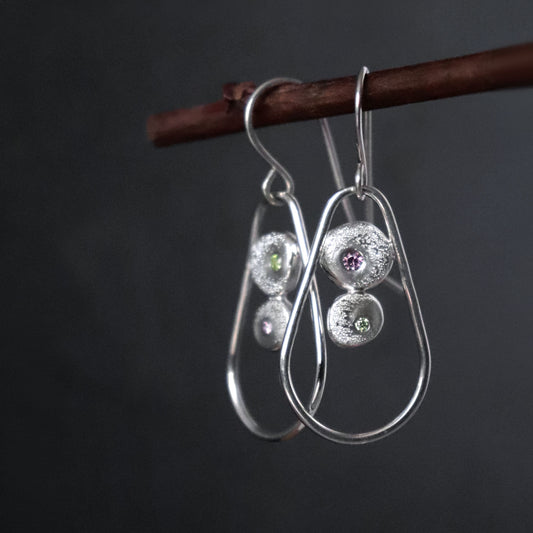 Teardrop and Molten Pebbles Dangle Earrings