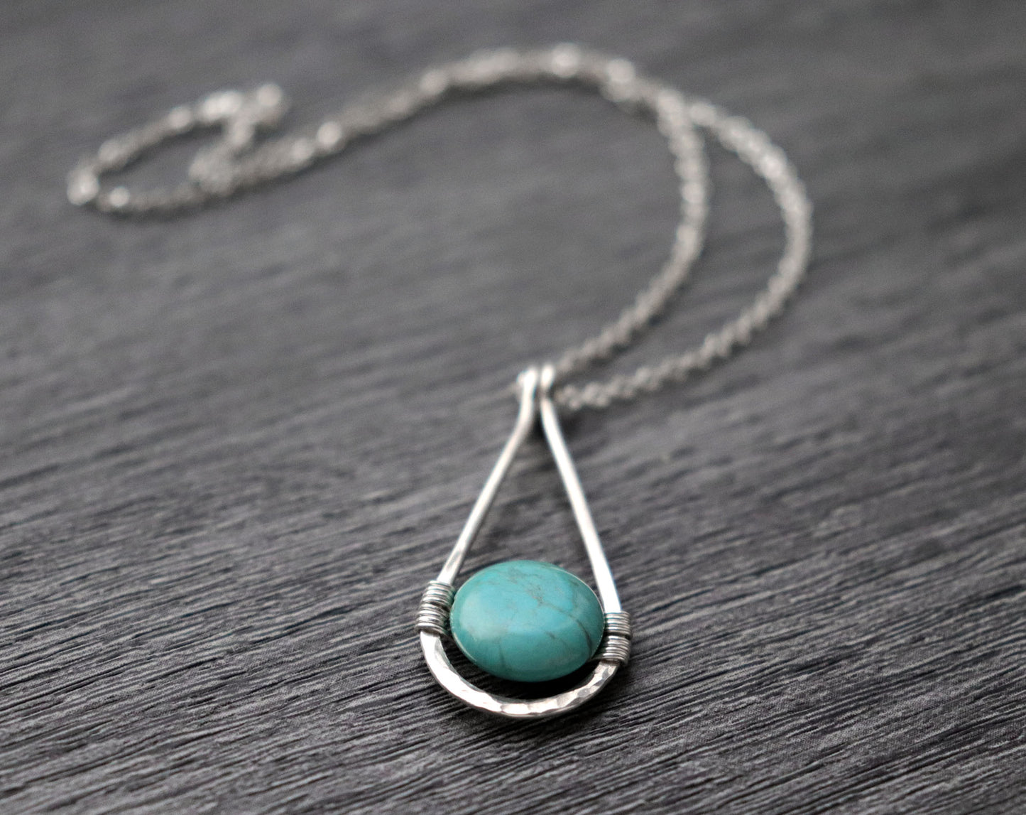 Hammered Teardrop Turquoise Pendant