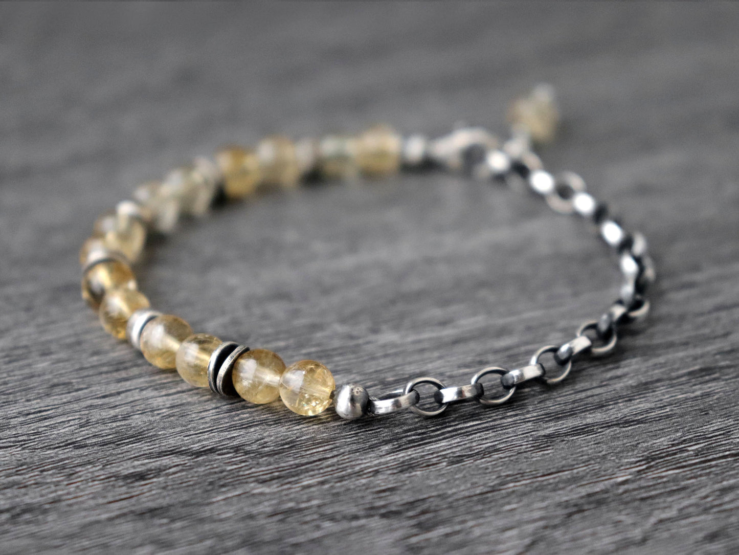 Citrine and Chunky Chain Bracelet
