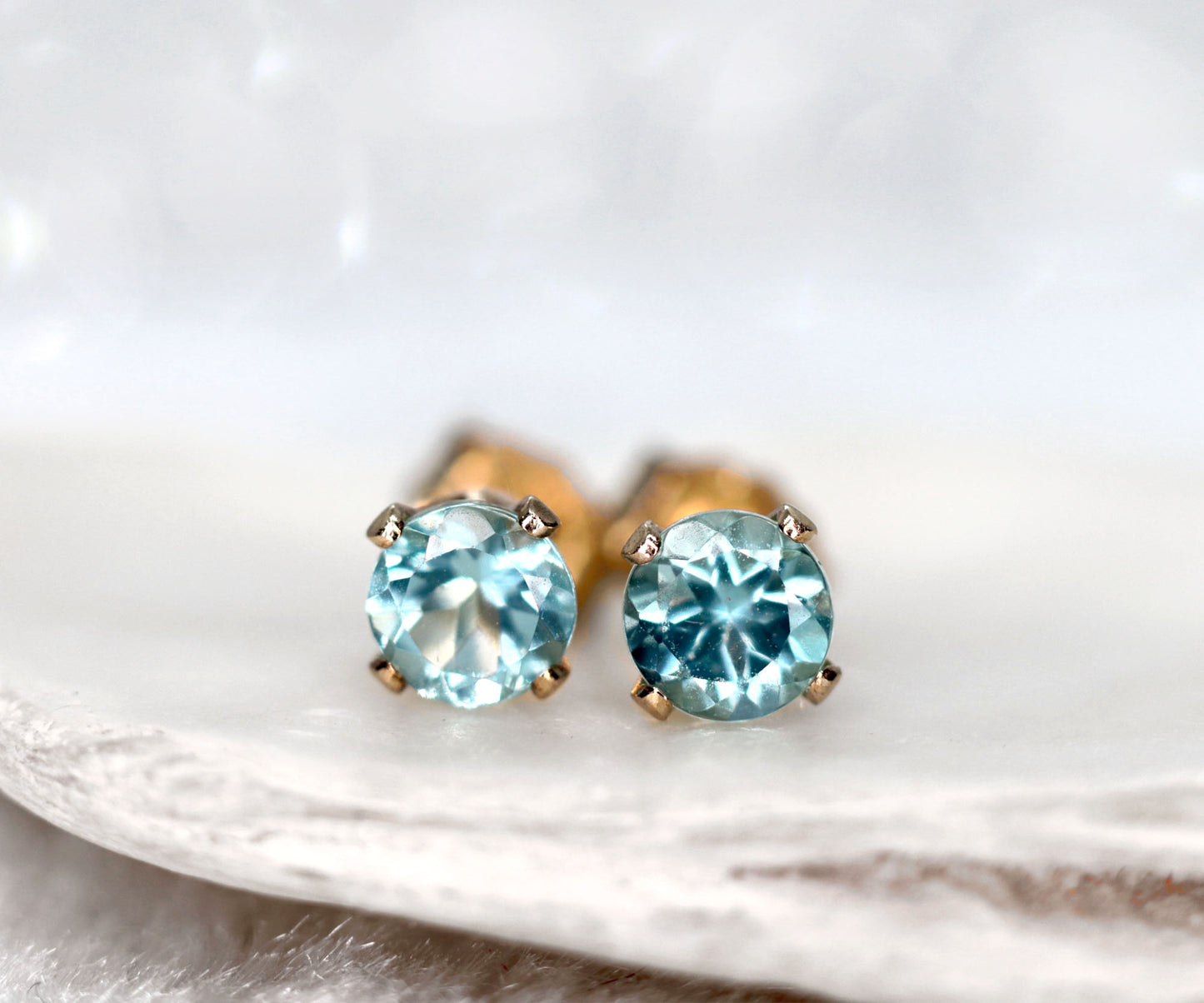 Ocean Blue Apatite Stud Earrings