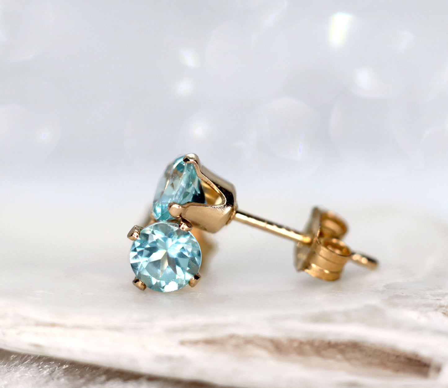 Ocean Blue Apatite Stud Earrings