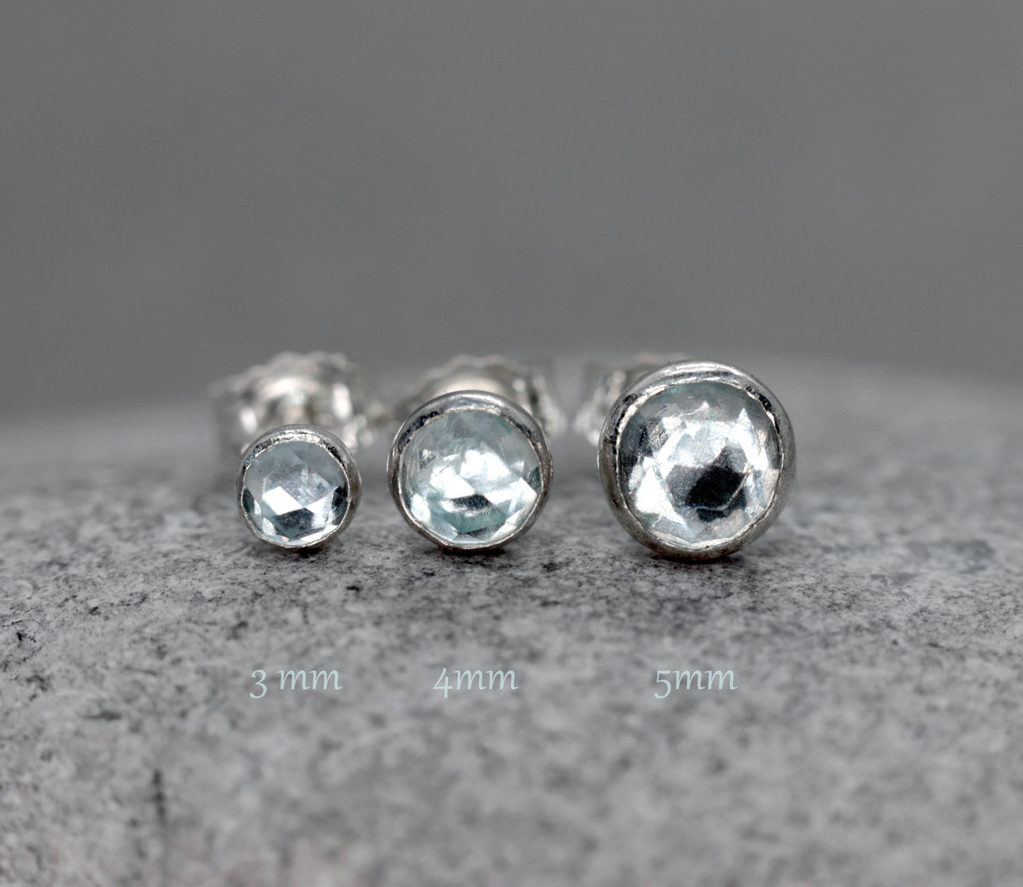 Rose Cut Aquamarine Stud Earrings