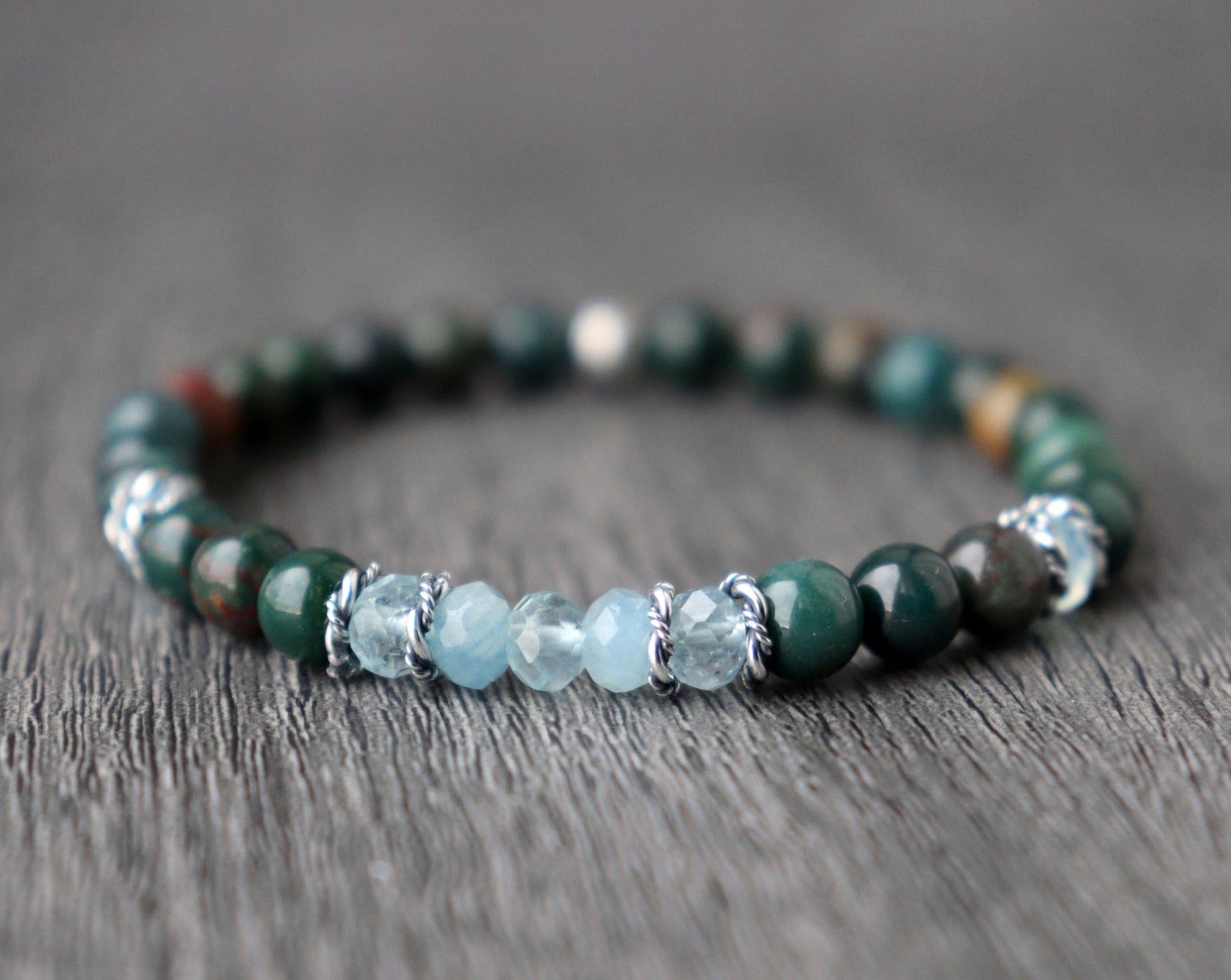 Bloodstone and Aquamarine, March Birthstone Bracelet – JUSTYNASART