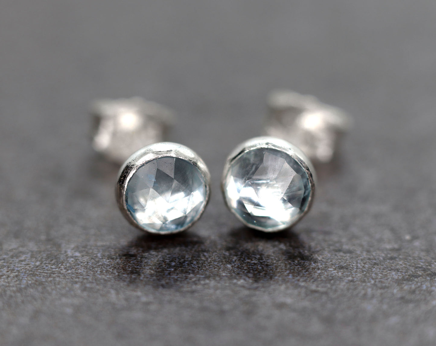 Rose Cut Aquamarine Stud Earrings